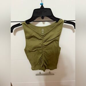 Aura Green Ruched Crop Tank Top